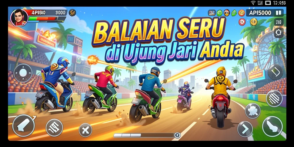 Tampilan gameplay seru dalam balapan API5000 dengan mobil yang penuh gaya.