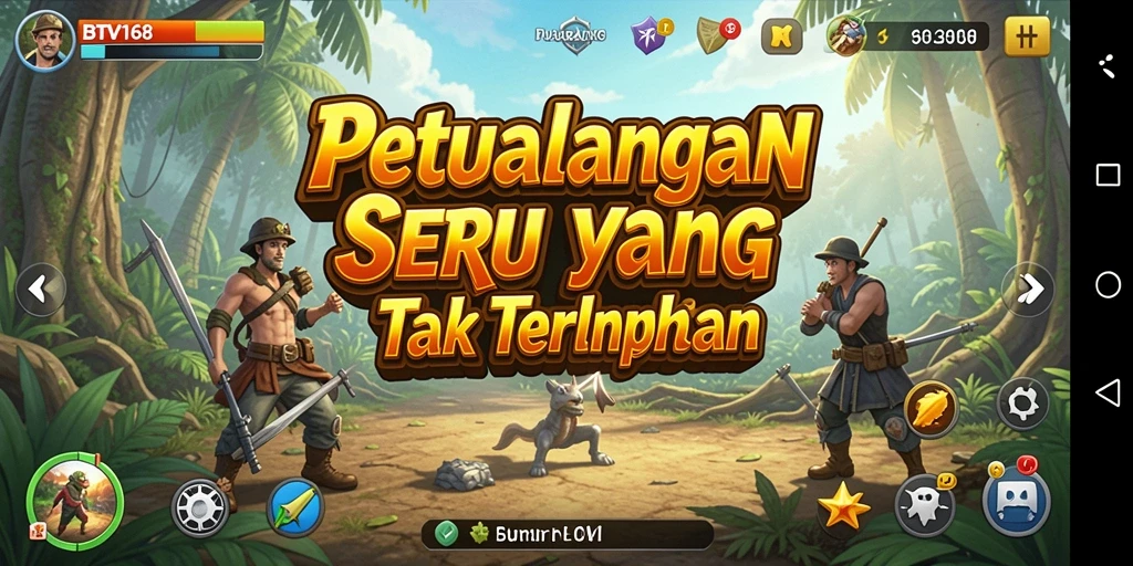 Tampilan layar permainan BTV168 yang penuh aksi dan petualangan.