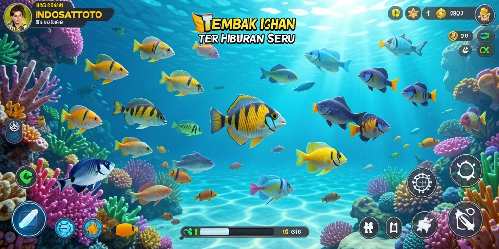 Tampilan gameplay seru dari INDOSATTOTO saat berburu ikan.