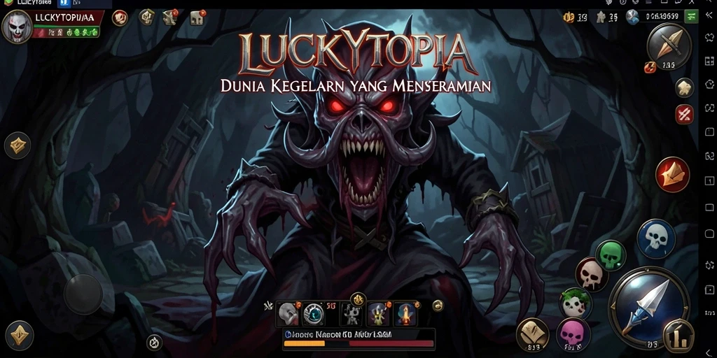 Gameplay menyeramkan dalam dunia gelap LUCKYTOPIA.
