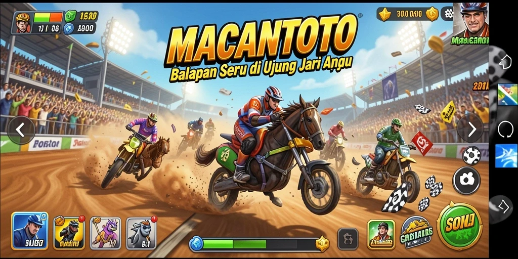 Screenshot gameplay <strong>MACANTOTO</strong> yang mendebarkan dengan mobil melaju kencang.