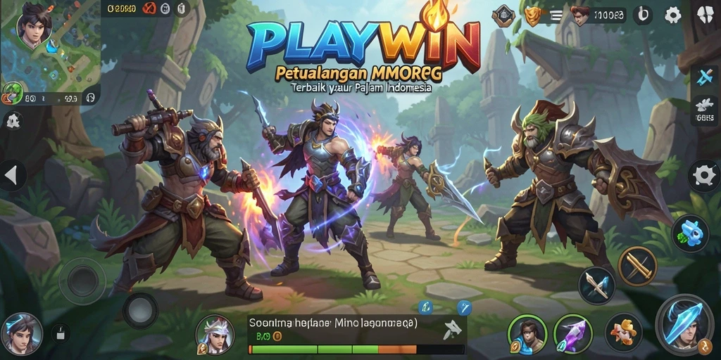Tampilan screenshot utama PLAYWIN menampilkan aksi seru dalam dunia MMORPG.