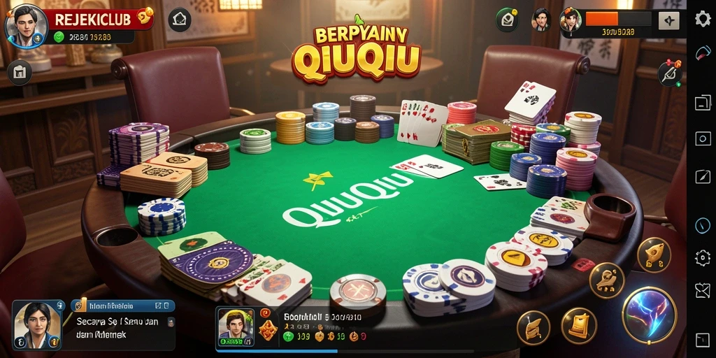 Tampilan gameplay menarik dari REJEKICLUB yang penuh aksi QiuQiu.