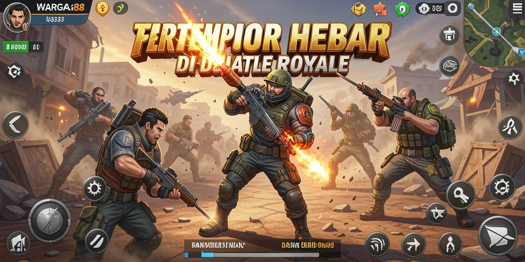 Gameplay intens di WARGA88 dengan elemen Battle Royale.
